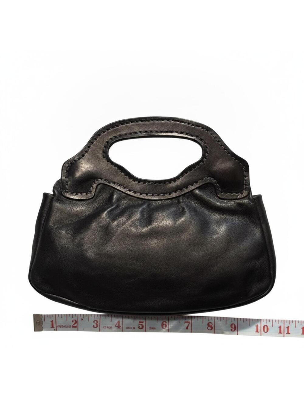 Vintage Newey England Black Leather Clutch Bag 1960s-70s Evening Purse